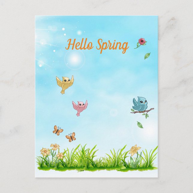 Hallo Spring & Blue Sky Postkarte (Vorderseite)