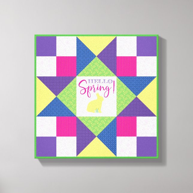 Hallo Spring Ohio Star Quilt Blockmuster Leinwanddruck (Vorderseite)