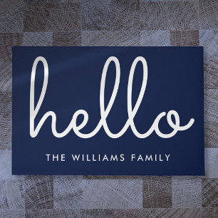 Hallo Stilvolle Skripte Navy Blue Custom Familienn Fußmatte