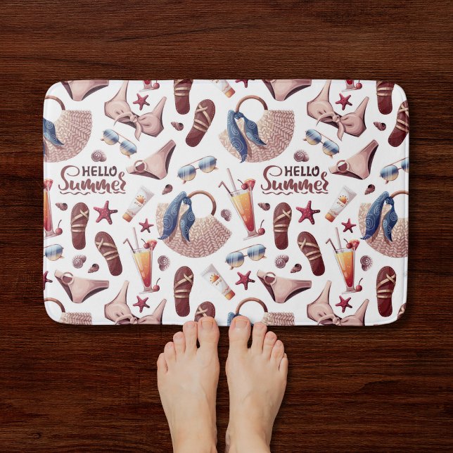 Hallo Summer Beach Vibes Fun Vacation Muster Badematte (Von Creator hochgeladen)