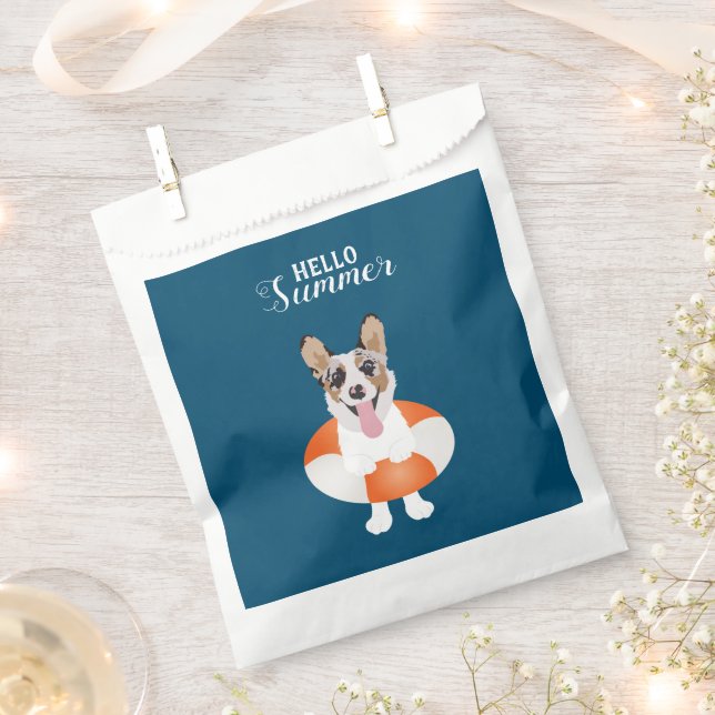 Hallo Summer Corgi Beach Dog Geschenktütchen (Ausgeschnitten)