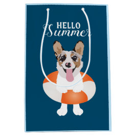 Hallo Summer Corgi Beach Dog Mittlere Geschenktüte
