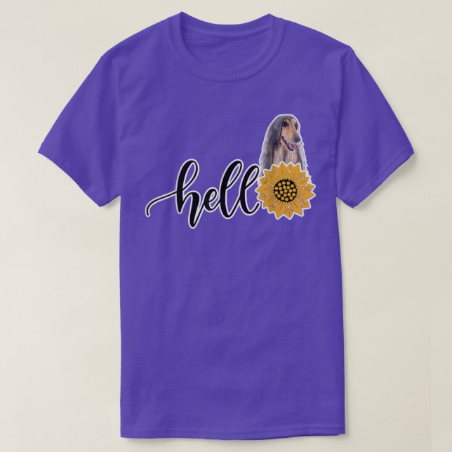 Hallo Sunflower Afghan Hound T-Shirt (Design vorne)
