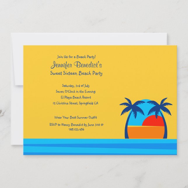 Hallo Sunshine Beach Party Custom Einladung (Vorderseite)