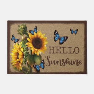 Hallo Sunshine Blue Butterfly Vs Sonnenblume Fußmatte