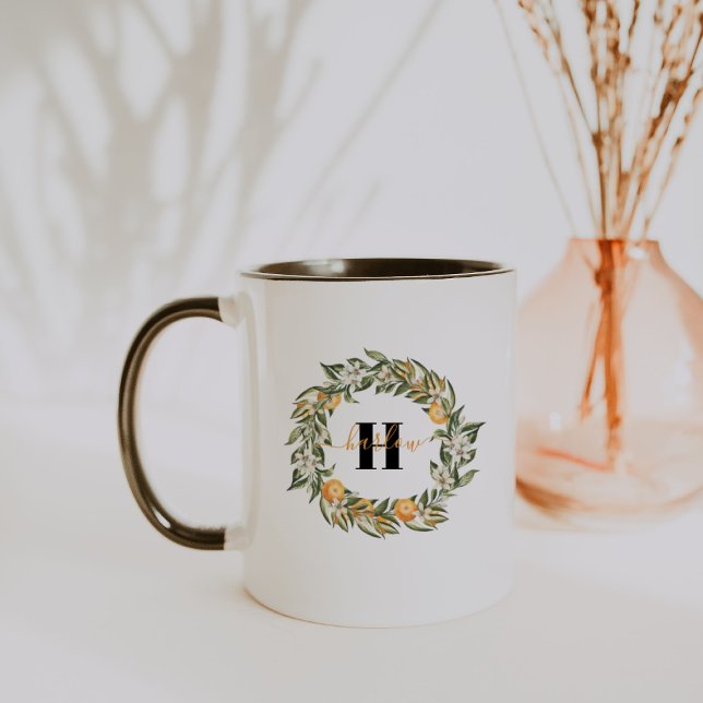 Hallo Sunshine | Citrus Monogram Coffee Tasse (Von Creator hochgeladen)