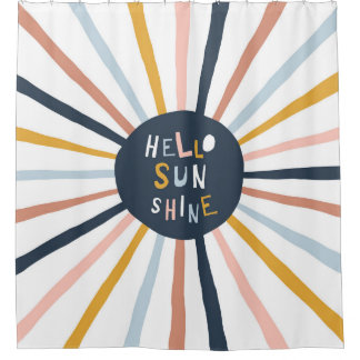 Hallo Sunshine: farbenfrohe kindische Typografie Duschvorhang
