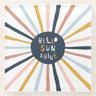 Hallo Sunshine: farbenfrohe kindische Typografie Glasuntersetzer