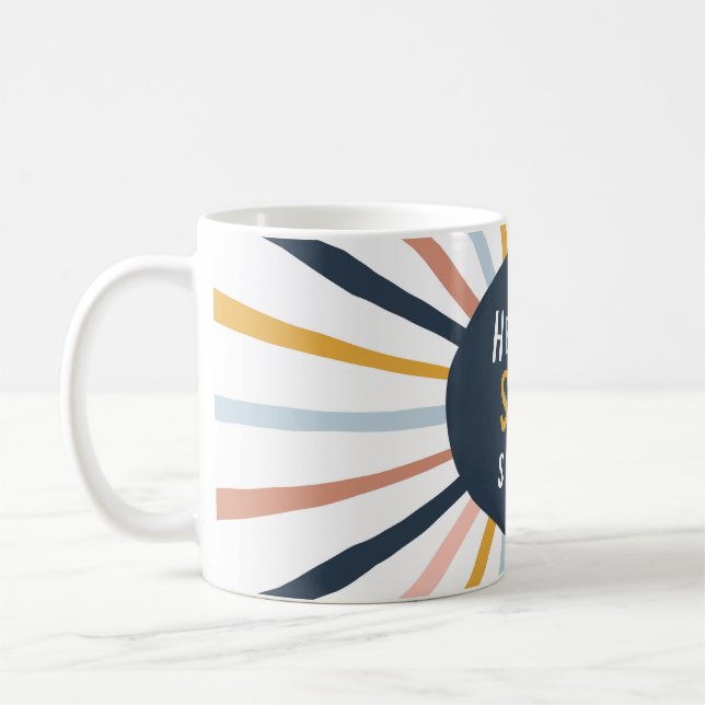 Hallo Sunshine: farbenfrohe kindische Typografie Kaffeetasse (Links)