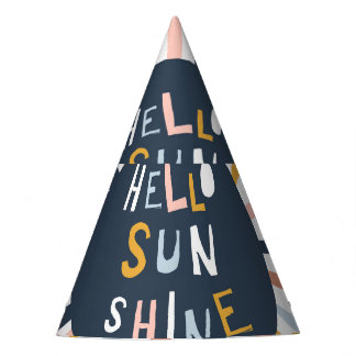 Hallo Sunshine: farbenfrohe kindische Typografie Partyhütchen