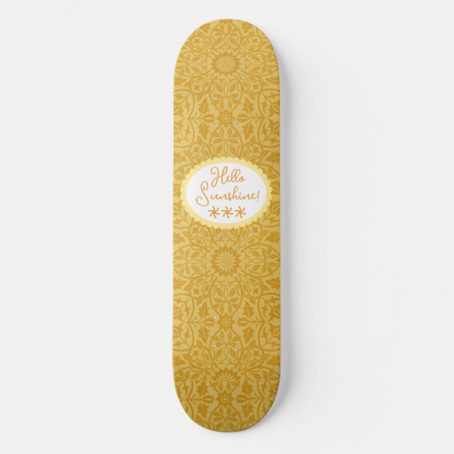 Hallo Sunshine Golden Yellow Floral Skateboard (Vorderseite)