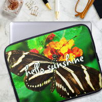 Hallo Sunshine Script Schwarz-weiß Stripe Butterfl