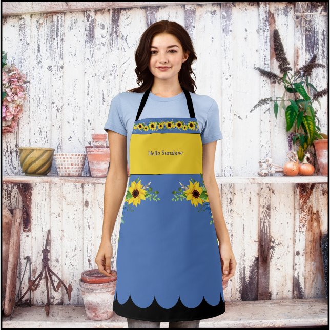 Hallo Sunshine Sonnenblumenblume Schürze (Hello Sunshine Sunflower Floral Apron)