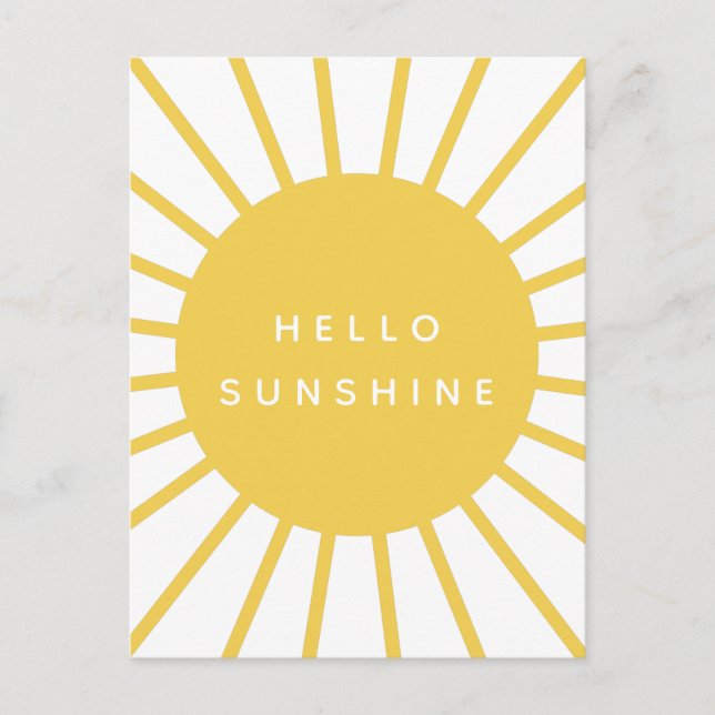 Hallo Sunshine | Sun Modern Scandi Mustard Yellow Postkarte (Vorderseite)