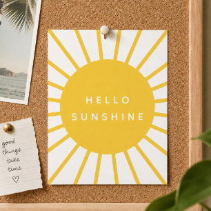 Hallo Sunshine Sun Modern Scandi Mustard Yellow Postkarte