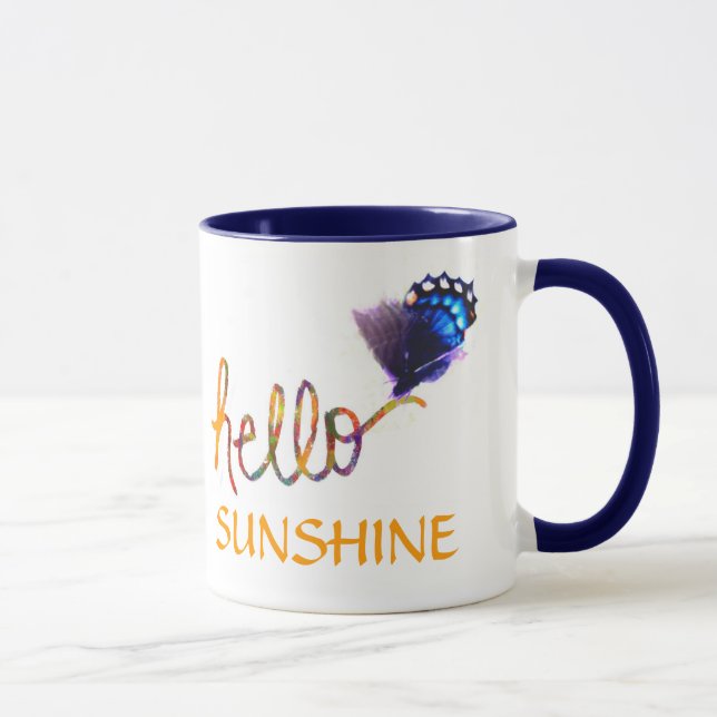 hallo sunshine text art and butterfly tasse (Rechts)