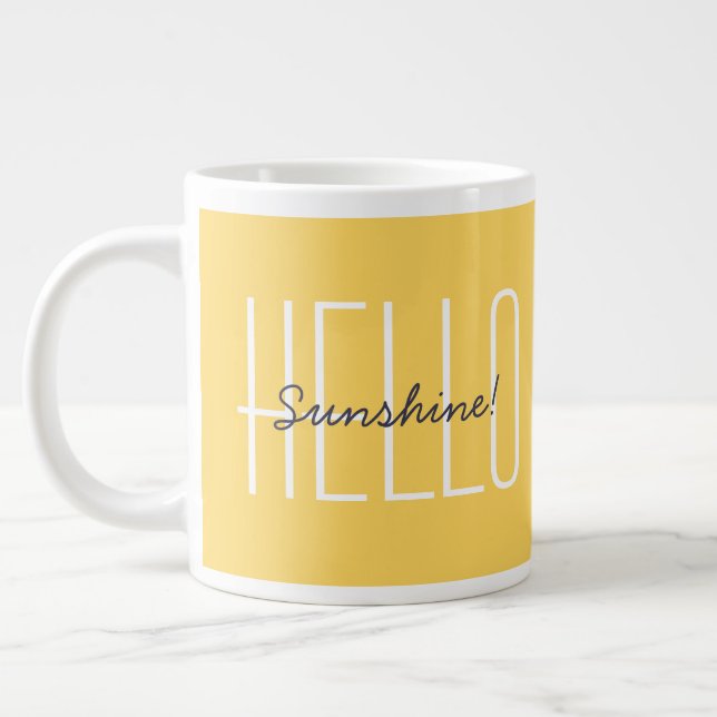 Hallo Sunshine Yellow Moderne Typografie Jumbo-Tasse (Links)