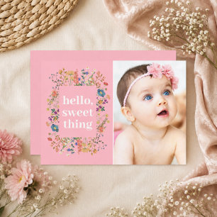 Hallo Süße Baby Mädchen Geburtsanzeige Ankündigung