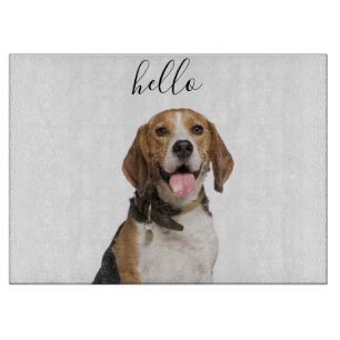 Hallo süße Beagle-Hund-Mutter Haustier Foto Schneidebrett