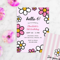 Hallo Süsse Cartoon Daisies Pink Geburtstagsparty