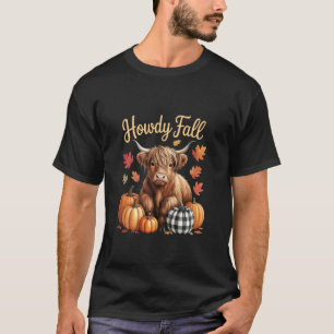Hallo süße Herbstkuh mit Kürbissen und Blättern De T-Shirt