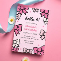 Hallo Süsse Pink Cartoon Bows Geburtstagsparty