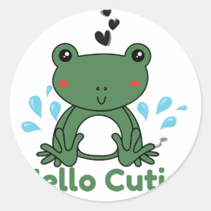 Hallo Süßer Frosch Aufkleber – Cute Ästhetik Rund 