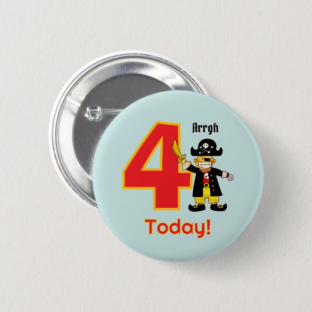Hallo süßer Piratenjunge zum 4. Geburtstag Button (Vorne & Hinten)
