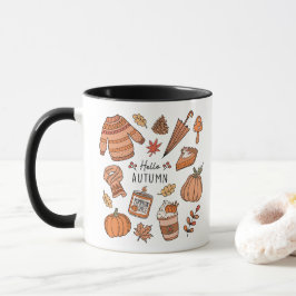 Hallo Tasse Herbst, Fall Vibes Tasse, Retro Doodle