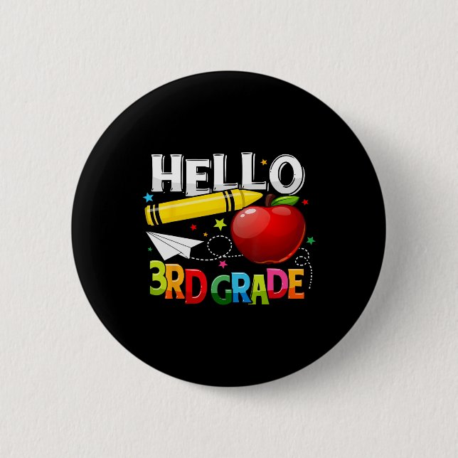 Hallo Team der 3. Klasse Dritte Klasse Squad Mädch Button (Vorderseite)