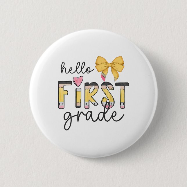 Hallo Team der ersten Klasse Lehrer Mädchen Rücken Button (Vorderseite)