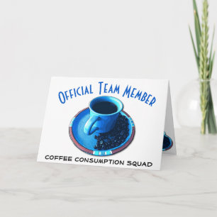 Hallo Team Kaffee mit Blue Cup und Saucer Custom Karte