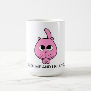 Hallo Text Rosa Kätzchen Kätzchen Lächeln Cartoon Tasse
