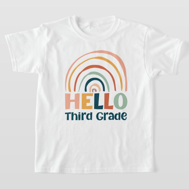 Hallo Third Grade boho Regenbogenschule bunt T-Shirt (Ablage )