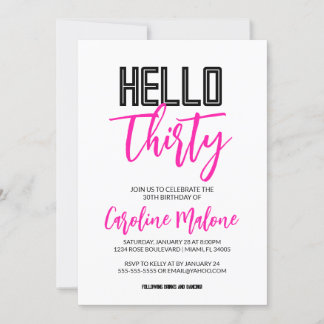 Hallo Thirty Birthday Einladung