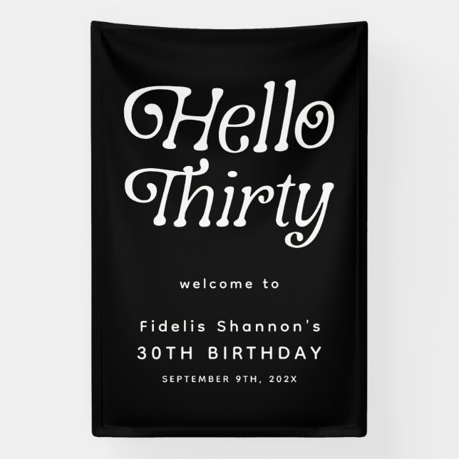 Hallo Thirty Retro 30. Geburtstag Willkommen Banner (Vertikal)
