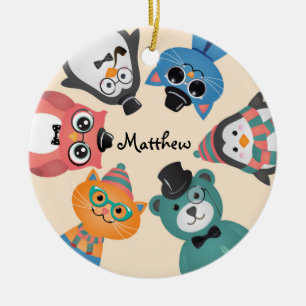 Hallo ! Tierfreunde Ornament-Runde Keramik Ornament