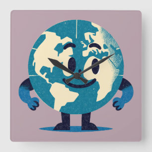 Hallo Tiny World Wall Clock Quadratische Wanduhr