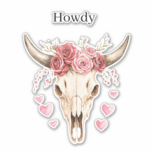 Hallo Totenkopf rosa Rosen Herzen Aufkleber