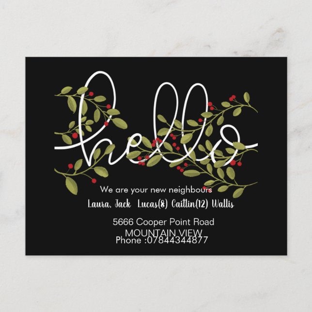 Hallo treffe die Nachbarn Postkarte (Vorderseite)