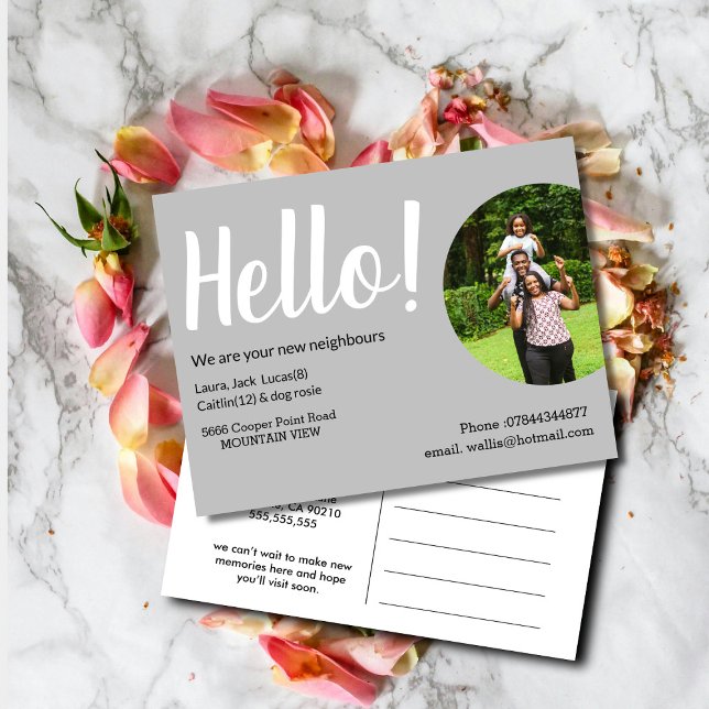 Hallo treffen Sie die Nachbarn Postkarte (Von Creator hochgeladen)