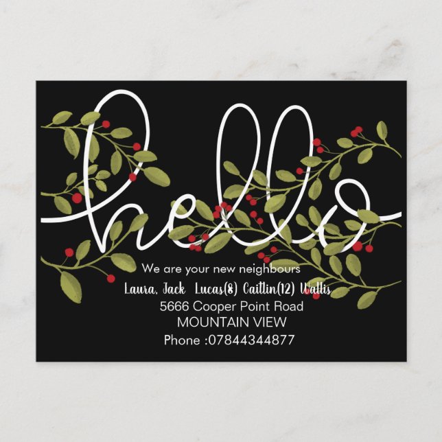 Hallo treffen Sie die Nachbarn Winter Herbst Postkarte (Vorderseite)