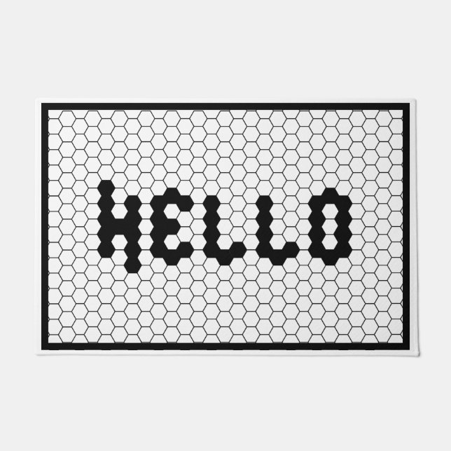 Hallo Trendy Imitate Tile Black and White Door Mat Fußmatte (Vorderseite)