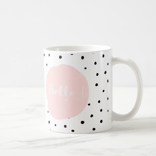 Hallo Typografie und Polka Dot Dance Tasse (Rechts)