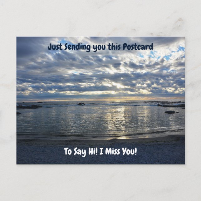 Hallo und ich vermisse dich Sonnenuntergang über d Postkarte (Vorderseite)