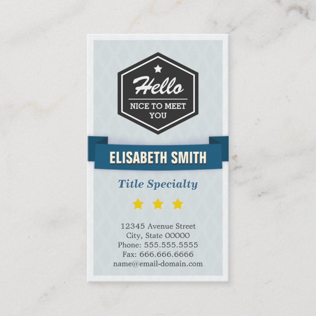 Hallo und schön, dich im Retro-Stil zu treffen Visitenkarte (Vorderseite)