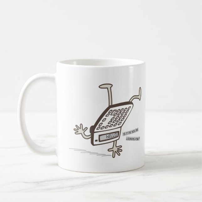 Hallo (Upside Down Calculator trick) Funny Retro Kaffeetasse (Links)