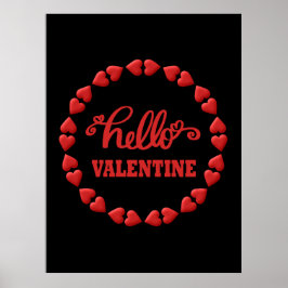 Hallo Valentine 2024 Frohes Valentines rotes Herz Poster