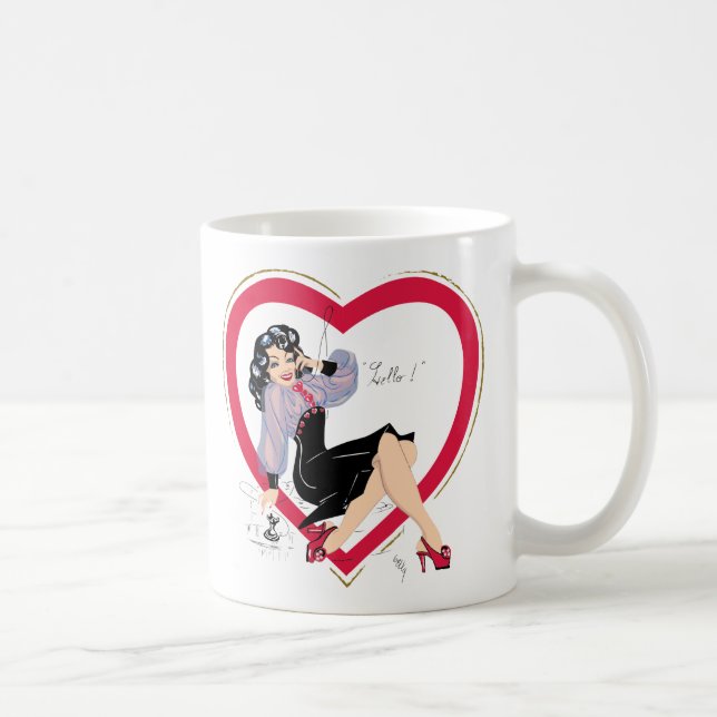 Hallo Valentine Button-Up Girl Kaffeetasse (Rechts)