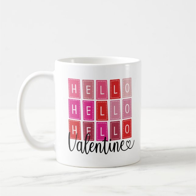 Hallo Valentine Niedlich Red Colorful Valentine Kaffeetasse (Links)